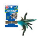 Catnip “Johnny Sticks” with Natural Feather (Green)