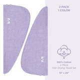 American Soft Linen 100 Cotton Hair Drying Towels for Women 2 Pack Head Towel Cap Lilac 4