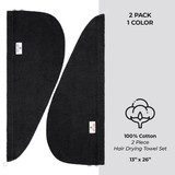 American Soft Linen 100 Cotton Hair Drying Towels for Women 2 Pack Head Towel Cap Black 4