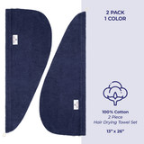 American Soft Linen 100 Cotton Hair Drying Towels for Women 2 Pack Head Towel Cap Navy Blue 4