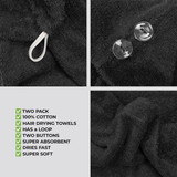 American Soft Linen 100 Cotton Hair Drying Towels for Women 2 Pack Head Towel Cap Black 5