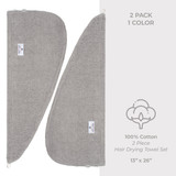 American Soft Linen 100 Cotton Hair Drying Towels for Women 2 Pack Head Towel Cap Light Grey 4
