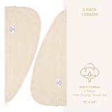 American Soft Linen 100 Cotton Hair Drying Towels for Women 2 Pack Head Towel Cap Sand Taupe 4