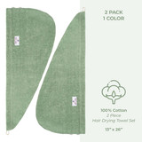 American Soft Linen 100 Cotton Hair Drying Towels for Women 2 Pack Head Towel Cap Sage Green 4