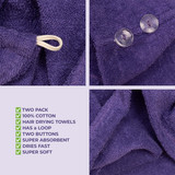 American Soft Linen 100 Cotton Hair Drying Towels for Women 2 Pack Head Towel Cap Purple 5