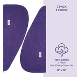 American Soft Linen 100 Cotton Hair Drying Towels for Women 2 Pack Head Towel Cap Purple 4