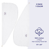 American Soft Linen 100 Cotton Hair Drying Towels for Women 2 Pack Head Towel Cap White 4