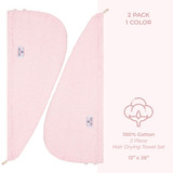 American Soft Linen 100 Cotton Hair Drying Towels for Women 2 Pack Head Towel Cap Pink 4