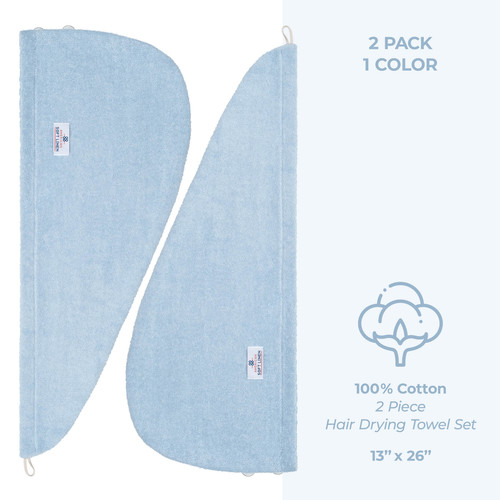 American Soft Linen 100 Cotton Hair Drying Towels for Women 2 Pack Head Towel Cap Sky Blue 4.jpg