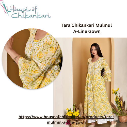Tara Chikankari Mulmul A-Line Gown.png