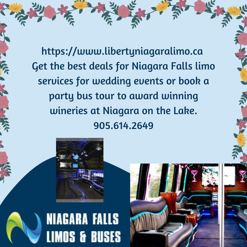 Our limousine and party bus rentals are available to suit any event like bachelor parties, wedding celebrations, birthday parties, corporate meetings, proms, Niagara Falls visits or any other community event.

Url: https://www.libertyniagaralimo.ca/

Contact: 905.614.2649

Email: info@libertyniagaralimo.ca