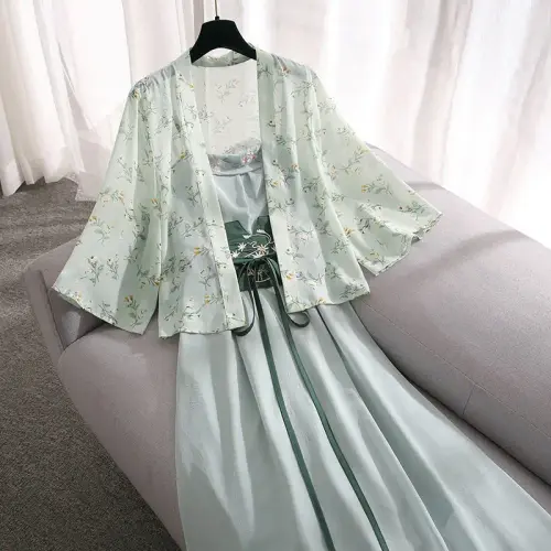 大码女装改良汉服套装女夏季2022新款防晒衣遮肚显瘦连衣.webp