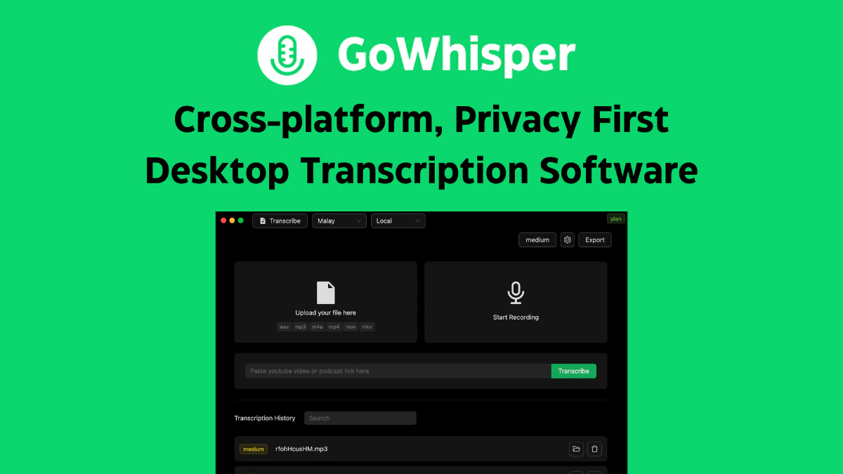 GoWhisper: Audio to Text Transcription Software – Accurate Voice to Text Conversion
