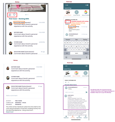 Parent App issues for Comment and Like button.png