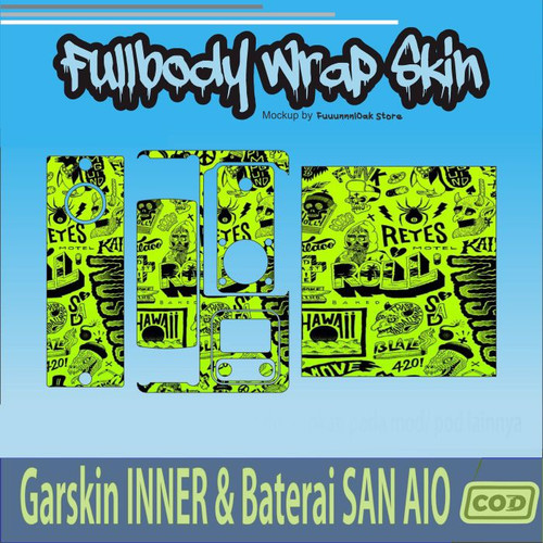 132.SKIN Sticker Garskin INNER Baterai San AIO Black GREEN'.jpg