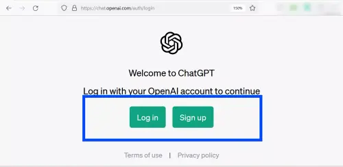 OpenAI Log in and Sign up buttons.webp