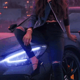 girl sitting on the mercedes hood.720x1280.gif