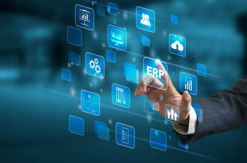 businessman touching virtual screen icon business erp enterprise resource planning erp document mana.jpg