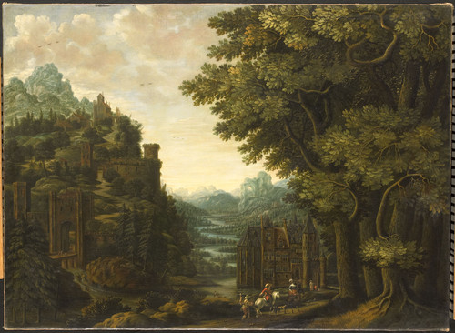 Meerhout, Jan Горный пейзаж с рекой и замком, 1661, 111,5 cm х 155 cm, Холст, масло