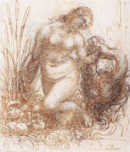 Leonardo da Vinci Study for a kneeling Leda