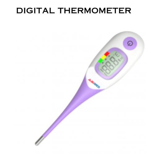 A digital thermometer is a medical device used to measure body temperature accurately and quickly. Flexible tip.  Predictive 5 seconds. Last Reading recall.