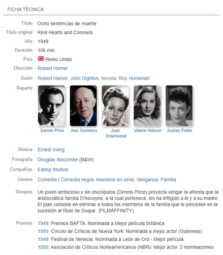 Ocho sentencias de muerte ficha