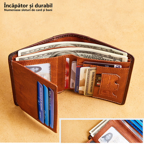 portofel de barbati pentru barbati portmoneu de piele naturala handmade lucrat manual cadou