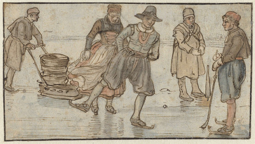 Avercamp, Hendrick Конькобежцы на льду, ca.1615 1634, 93mm х 169mm, pen in bruin