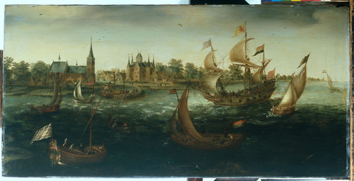 Anthonisz, Aert Корабли возле IJselmonde, 1617, 42,2 cm x 80 cm, Дерево, масло