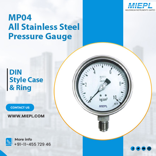 MP04 All Stainless Steel Pressure Gauge - DIN Style Case & Ring | Miepl.jpg
