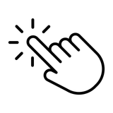 Design of click icon with hand cursor. Hand is pushing the button