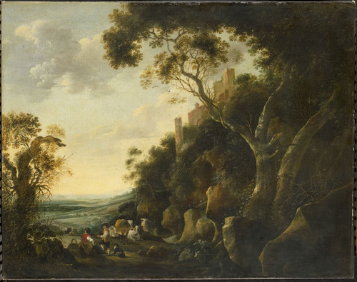 Hondecoeter, Gijsbert Gillisz de Пейзаж с пастухами, 1652, 92 cm х 116 cm, Холст, масло