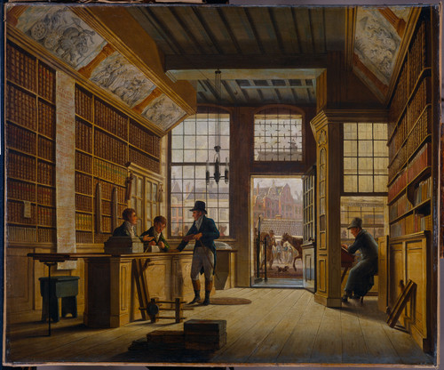 Jelgerhuis, Johannes Магазин книготорговца Pieter Meijer Warnars в Амстердаме, 1820, 48 cm х 58 cm, 
