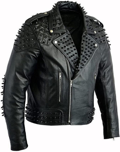 Black Studded Jacket Punk Leather Jacket Motorbike Punk Rock Emo Ghotic Rocker 0.jpg
