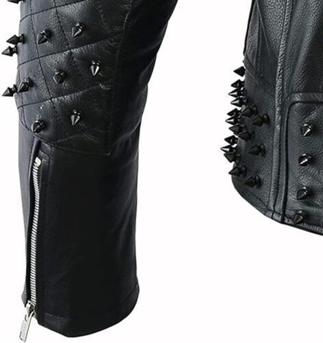 Black Studded Jacket Punk Leather Jacket Motorbike Punk Rock Emo Ghotic Rocker 3.jpg