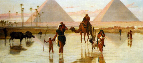 Goodall Frederick Arabs Crossing A Flooded Field By The Pyramids