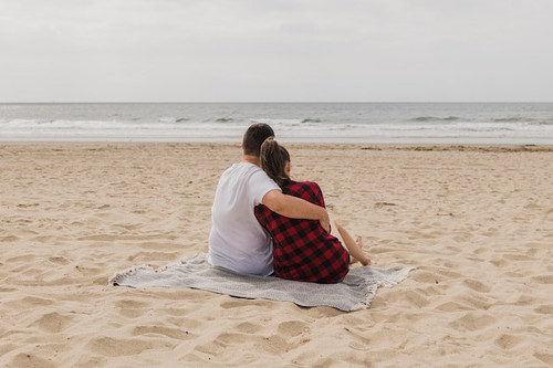 couple posing beach embraced 23 2148379881