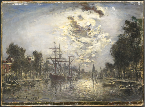 Jongkind, Johan Barthold Роттердам. Лунный свет, 1881, 34 cm x 46 cm, Холст, масло