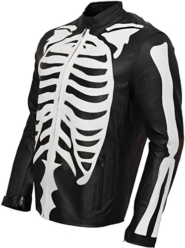 Mens Skeleton Bones Leather Jacket Halloween Cosplay Zombie Biker Real Leather Jacket 0.jpg