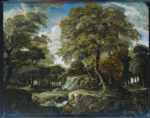 Heyden, Jan van der Лес, 1690, 34 cm х 42,5 cm, Роспись по стеклу