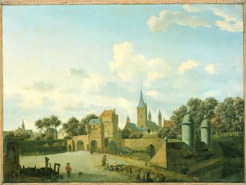 Heyden, Jan van der Святой Северин в Кельне на фоне городского пейзажа, 1672, 49 cm х 65 cm, Дерево,