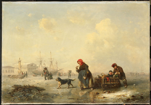 Hildebrandt, Theodor Нева в Санкт Петербурге зимой, 1844, 40 cm х 58,5 cm, Холст, масло