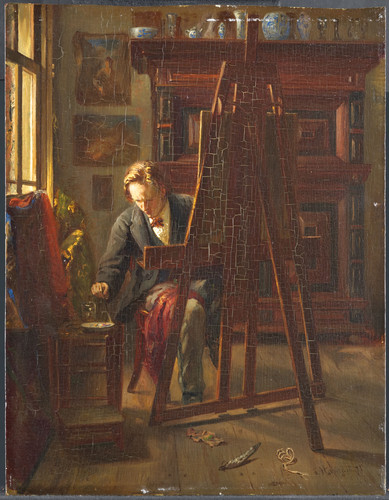 Hanrath, Theo Художник George Jan Hendrik Poggenbeek (1854 1903) в своей студии, 1872, 30 cm х 23 cm