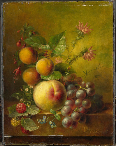 Hekking, Willem sr Натюрморт с фруктами, 1862, 27 cm x 23 cm, Дерево, масло