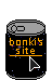 a soda can with a black label reading bonki's site in orange text