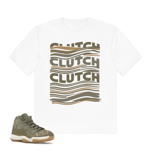 Jordan 11 Retro Neutral Olive Womens[ringspun white tee]clutch2 print[MOCK]