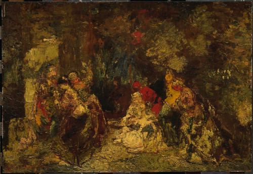 Monticelli, Adolphe Joseph Thomas Женщины в лесу, 1886, 45,5 cm x 66,5 cm, Дерево, масло