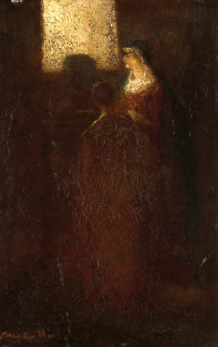 Monticelli, Adolphe Joseph Thomas У алтаря, 1886, 27 cm х 18 cm, Картон, масло