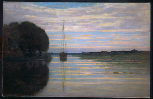 Mondriaan, Piet Вид на реку с лодки, 1910, 66 cm x 102 cm, Холст, масло