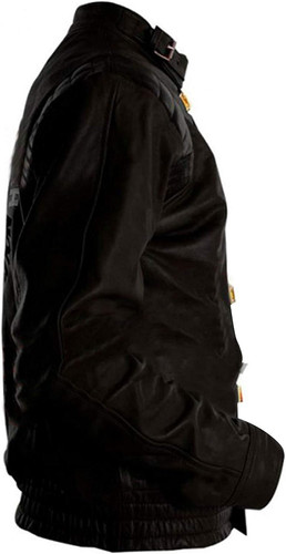 Men's Akira Capsule Logo Manga Pill Bomber Motorcycle Black Genuine Leather Jacket 1
